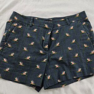 Ann Taylor Linen Embroidered Shorts Birds of Paradise Size 6
